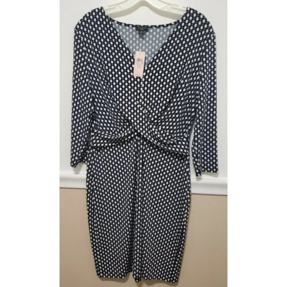 Ann Taylor Factory Midi Dress Black White Tan